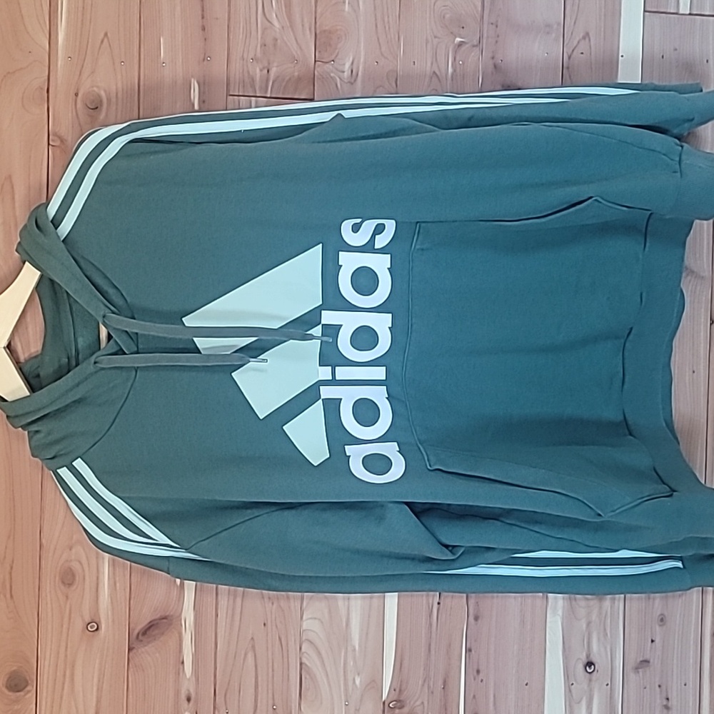 adidas Hoodie, Size L, Green & White